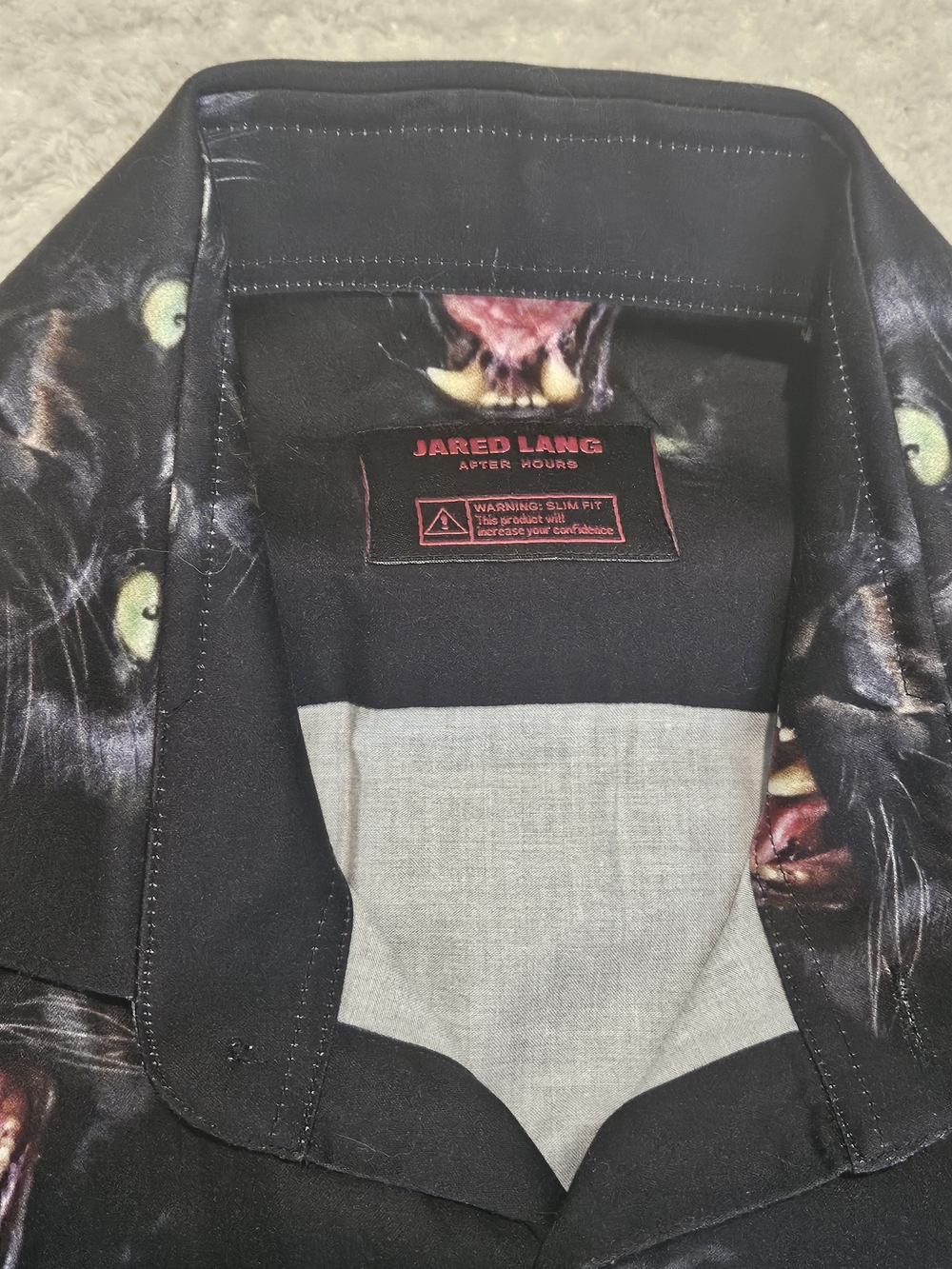 NEW Jared Lang Men's Black Panther Print Long-Sleeve Shirt Size M Luxury - Picture 4 of 9